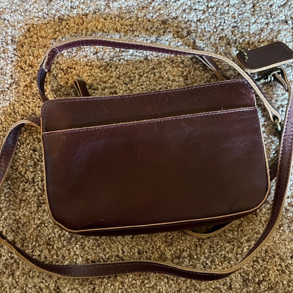 J. Jill Small Red Brown Genuine Leather Crossbody Purse with Zipper Closure - Picture 10 of 11